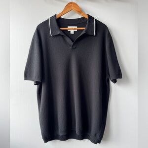 Lilly Pulitzer Men's Stuff Black Polo Sweater Cotton Cashmere Blend Size XL